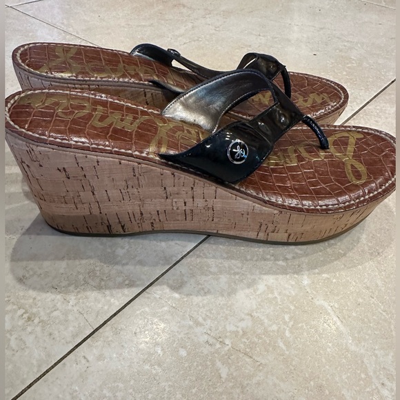 Women’s Sam Edelman black cork platform thong sandals size 9.5 - Picture 3 of 3